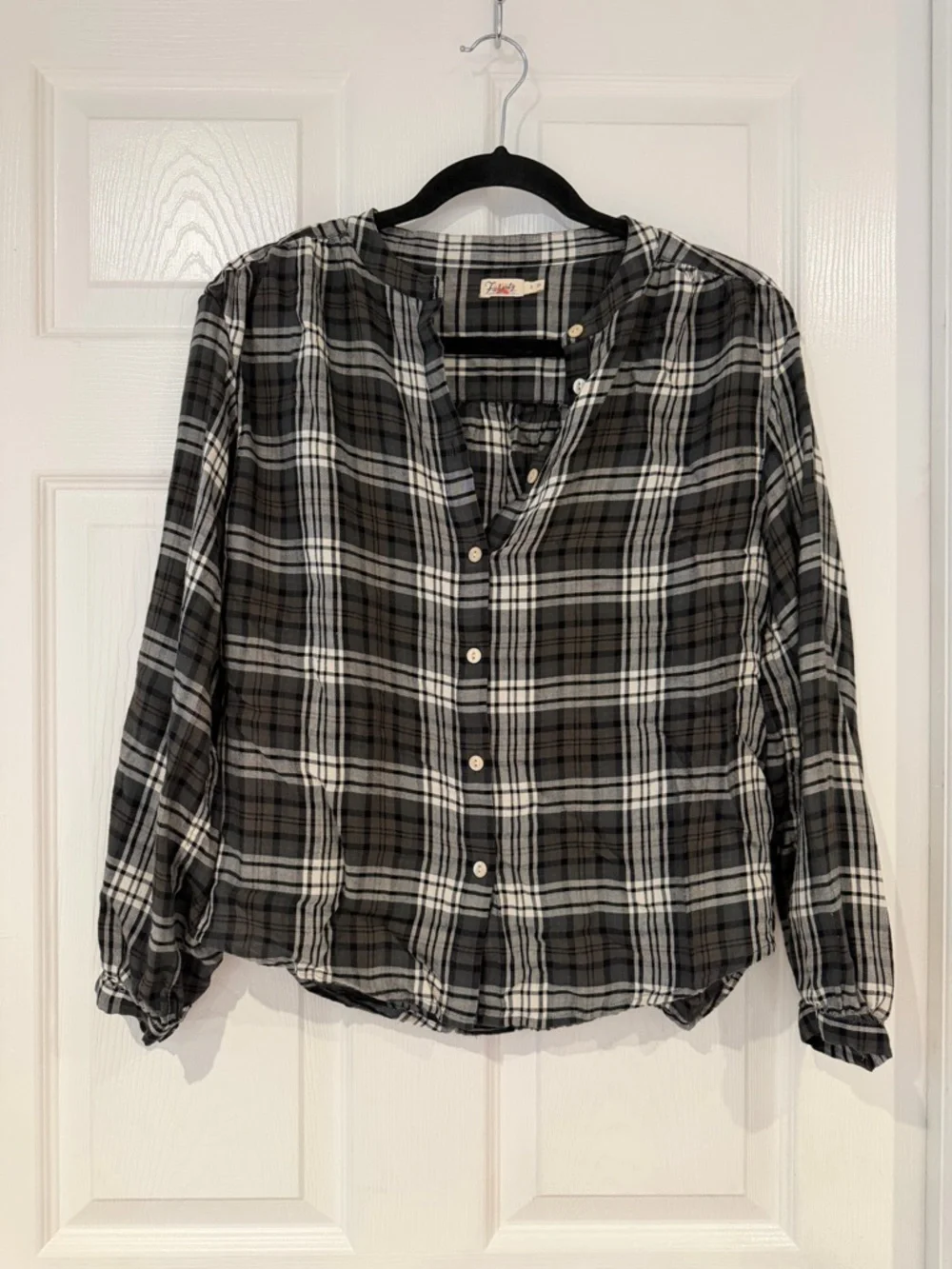 Faherty Drift Plaid Button-Up Shirt in Timberwood Plaid Size S Modal Linen - Picture 3 of 9